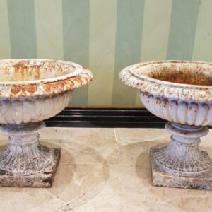 Pair Cast Iron Urns